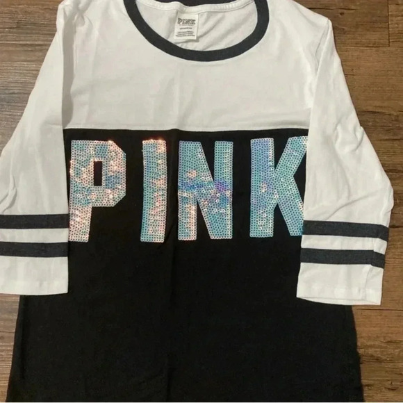 PINK Victoria's Secret Black and White Long Sleeve Tee - Picture 6 of 10